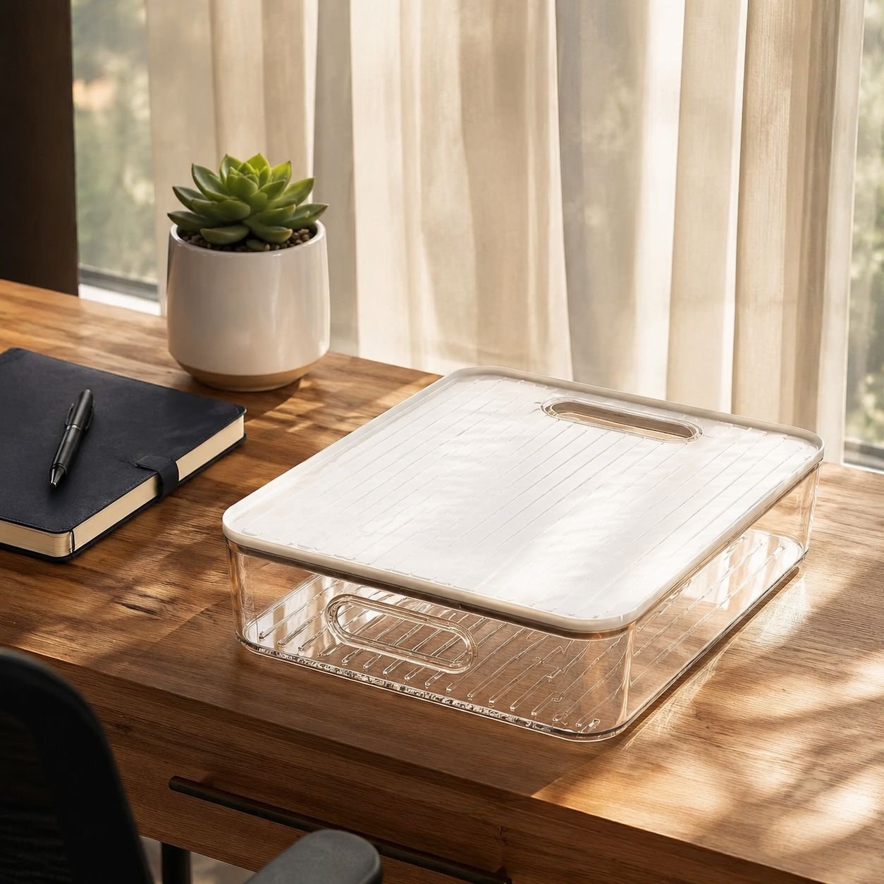 Caja organizadora de acrílico mediana para escritorio
