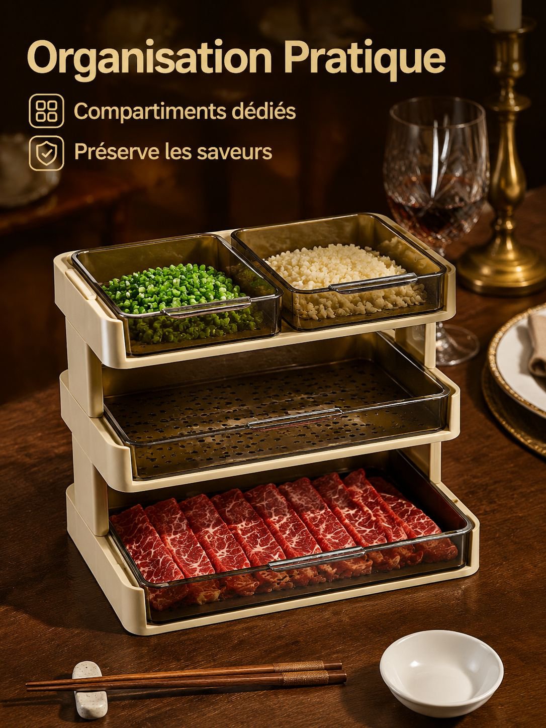 Assiette compartimentée pratique pour présenter différentes sauces à table