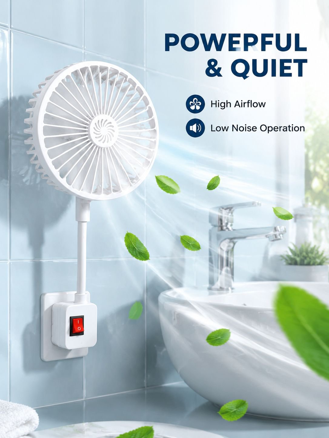 Aroma diffuser fan, quiet and powerful, universal three-prong plug, all-in-one small fan for kitchen