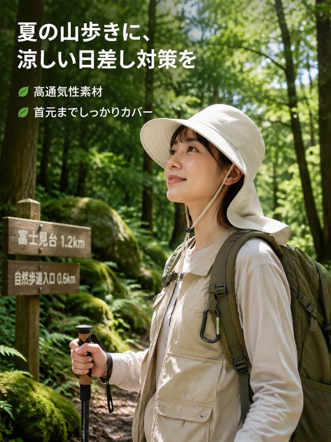 軽量通気性登山用サンハット