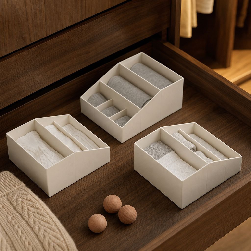 Durable plastic stackable organizer for office drawers