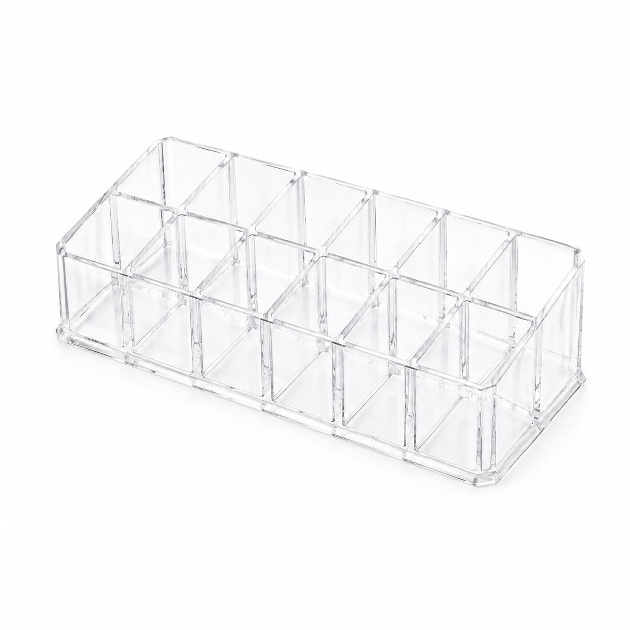Organizador de labiales transparente con múltiples compartimentos