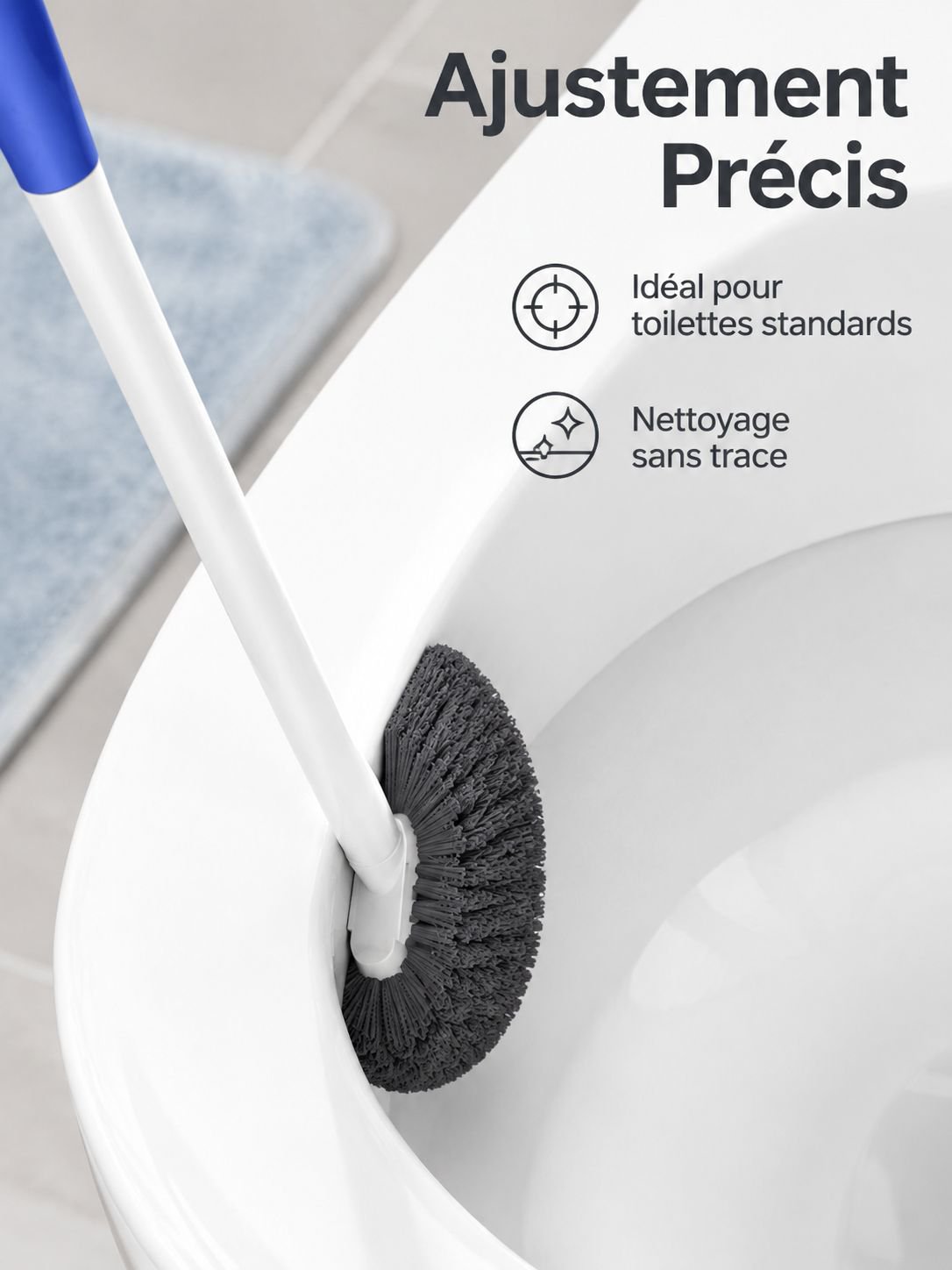 Brosse de toilette à long manche - accessoire idéal pour l'entretien quotidien des toilettes