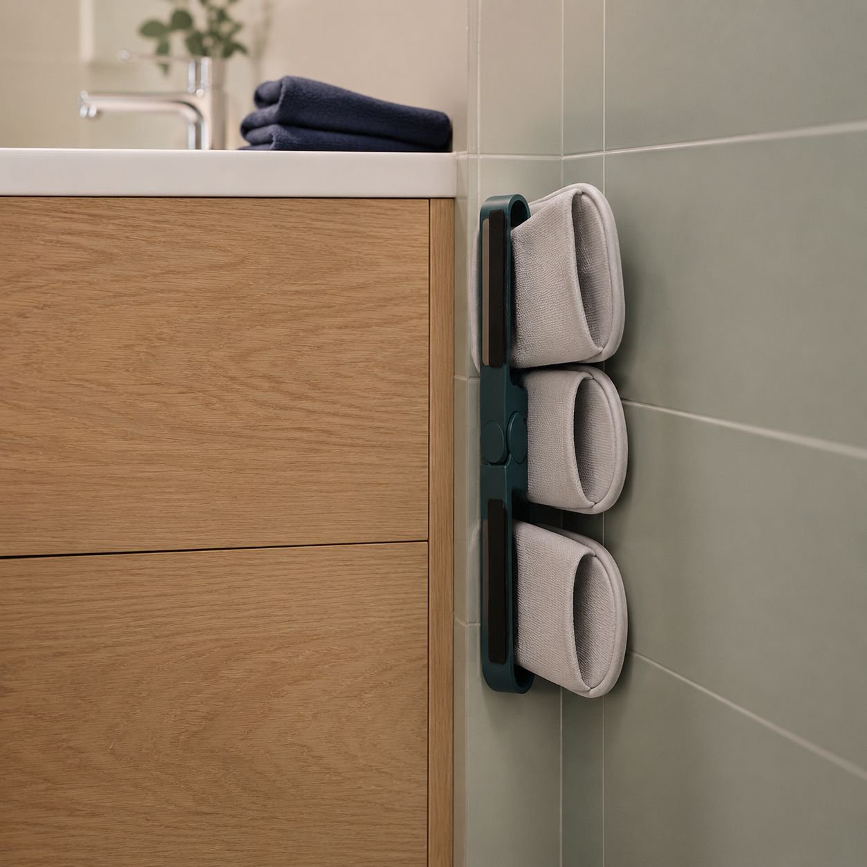 No-drill bathroom rack for slippers and shoes