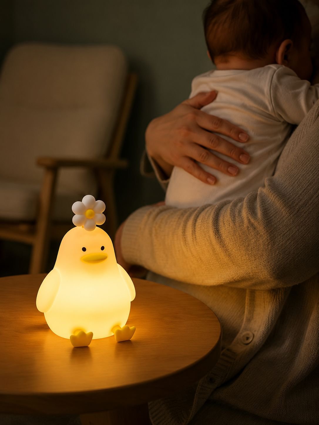 Soft silicone night light emitting gentle warm light