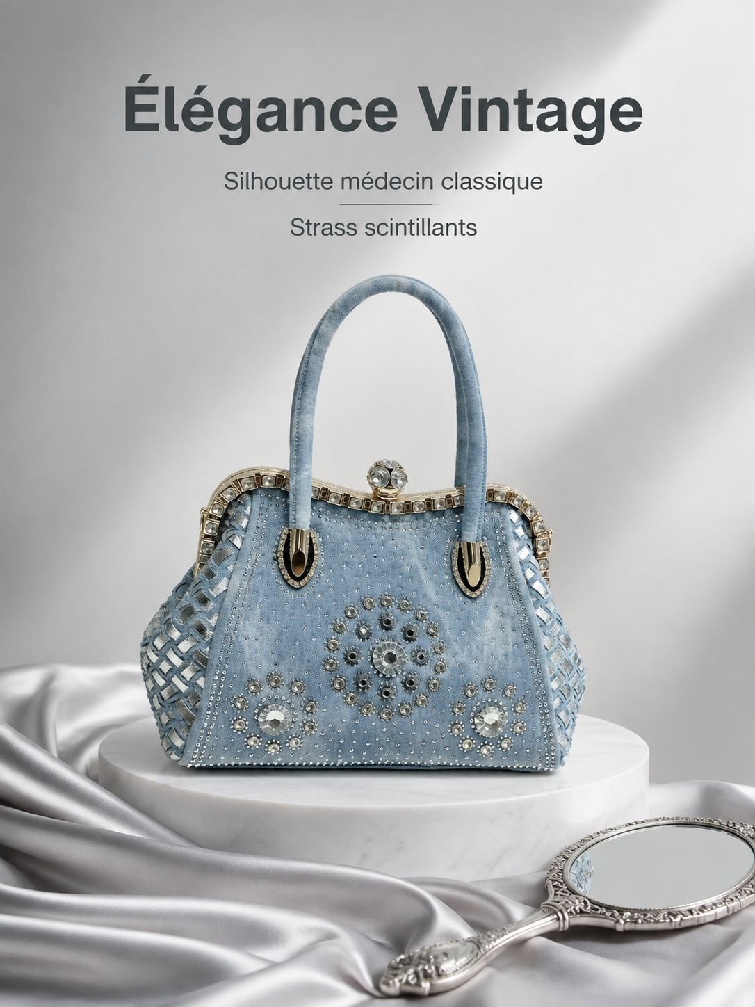 Sac à main en denim avec diamants, nouvelle tendance mode