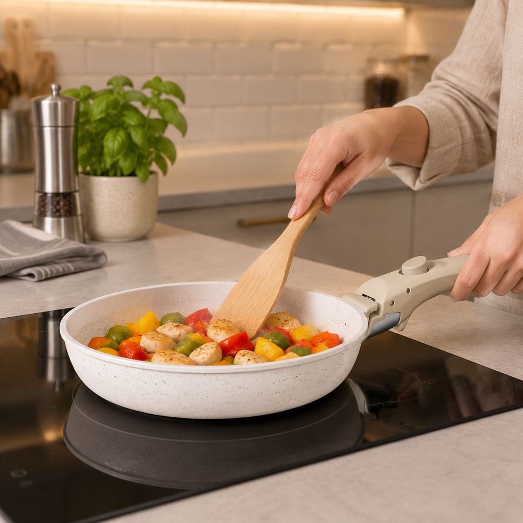 Abnehmbare Pfanne mit Griff, Maifan-Stein-Bratpfanne für den Hausgebrauch