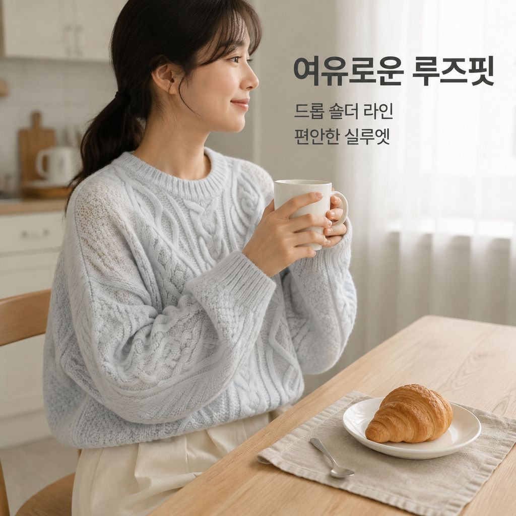 여성용 활용도 높은 루즈핏 크루넥 풀오버 스웨터