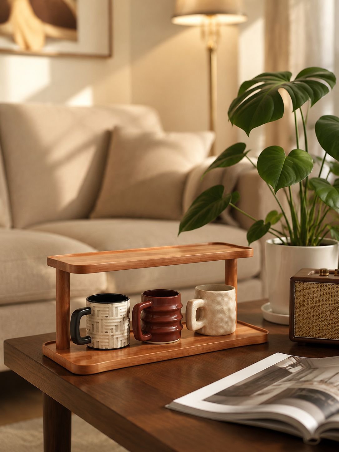 Durable and stylish multi-tier cup rack for home office