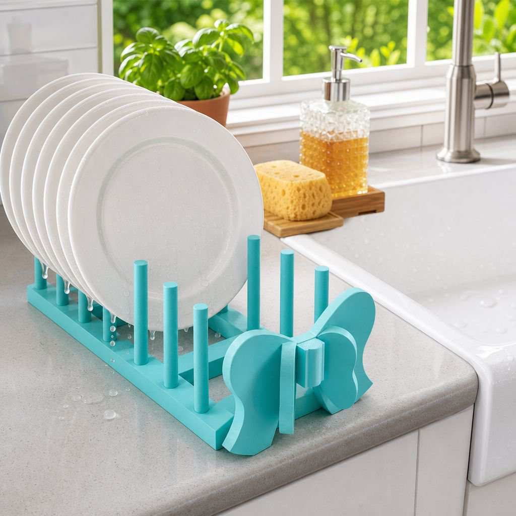 Multifunctional Wooden Bowl and Plate Rack Kitchen Storage Display Draining Shelf