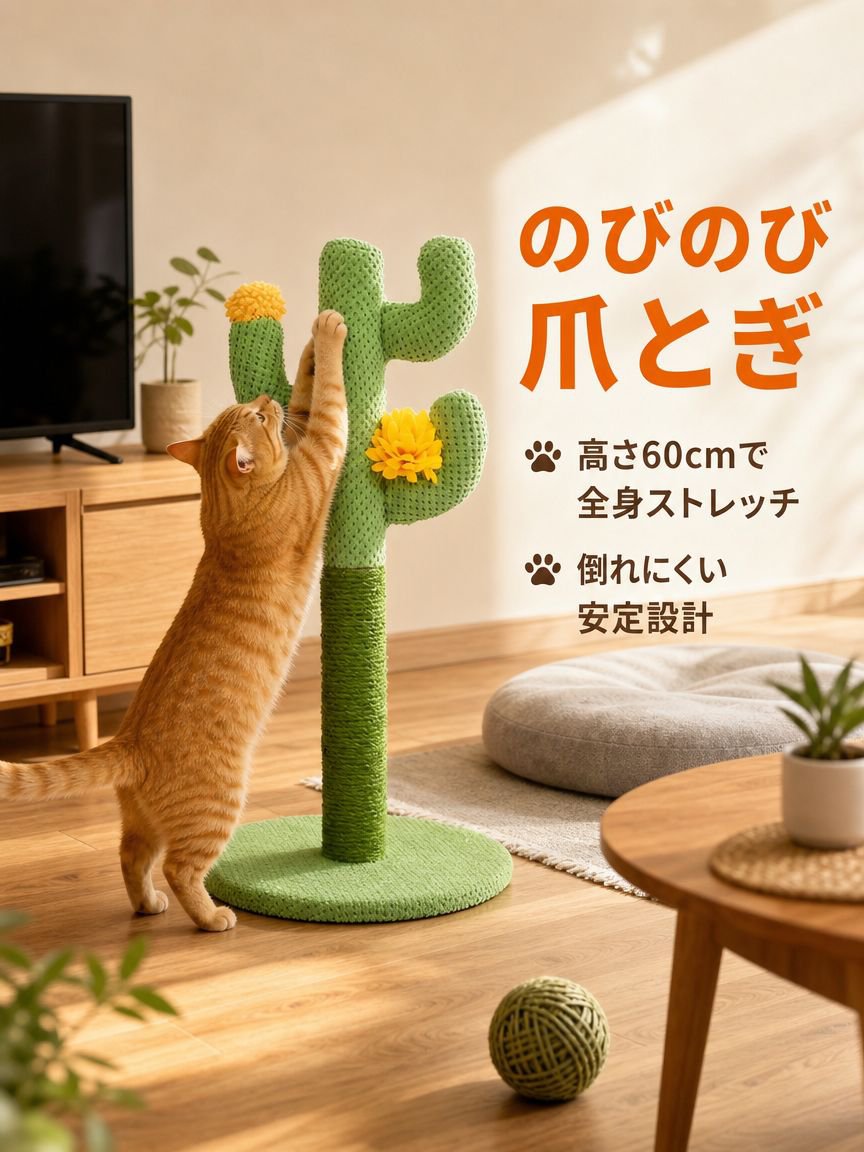 背の高いサイザル麻サボテン型猫用爪とぎ ペット用品