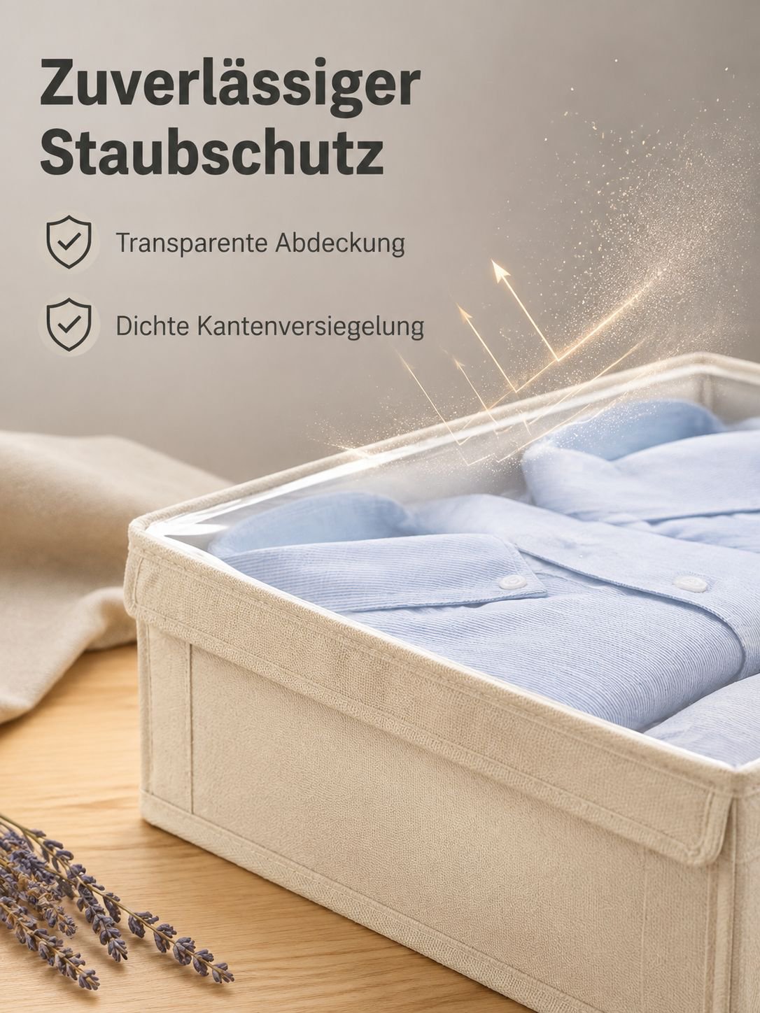 Detailansicht der robusten Baumwoll-Leinen Struktur der Aufbewahrungsbox