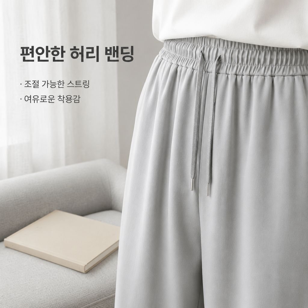 남성용 루즈핏 솔리드 컬러 와이드 레그 캐주얼 팬츠