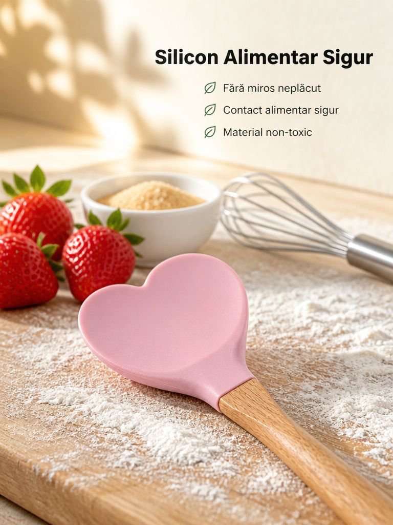 Spatulă roz drăguță în formă de inimă