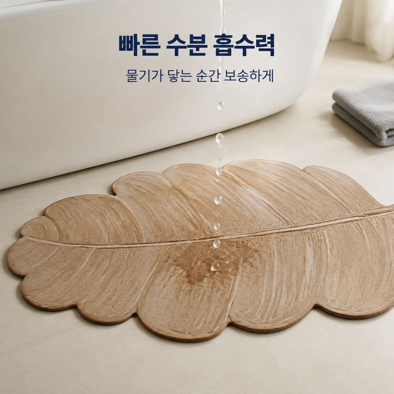 나뭇잎 모양의 규조토 흡수성 및 미끄럼 방지 욕실 매트