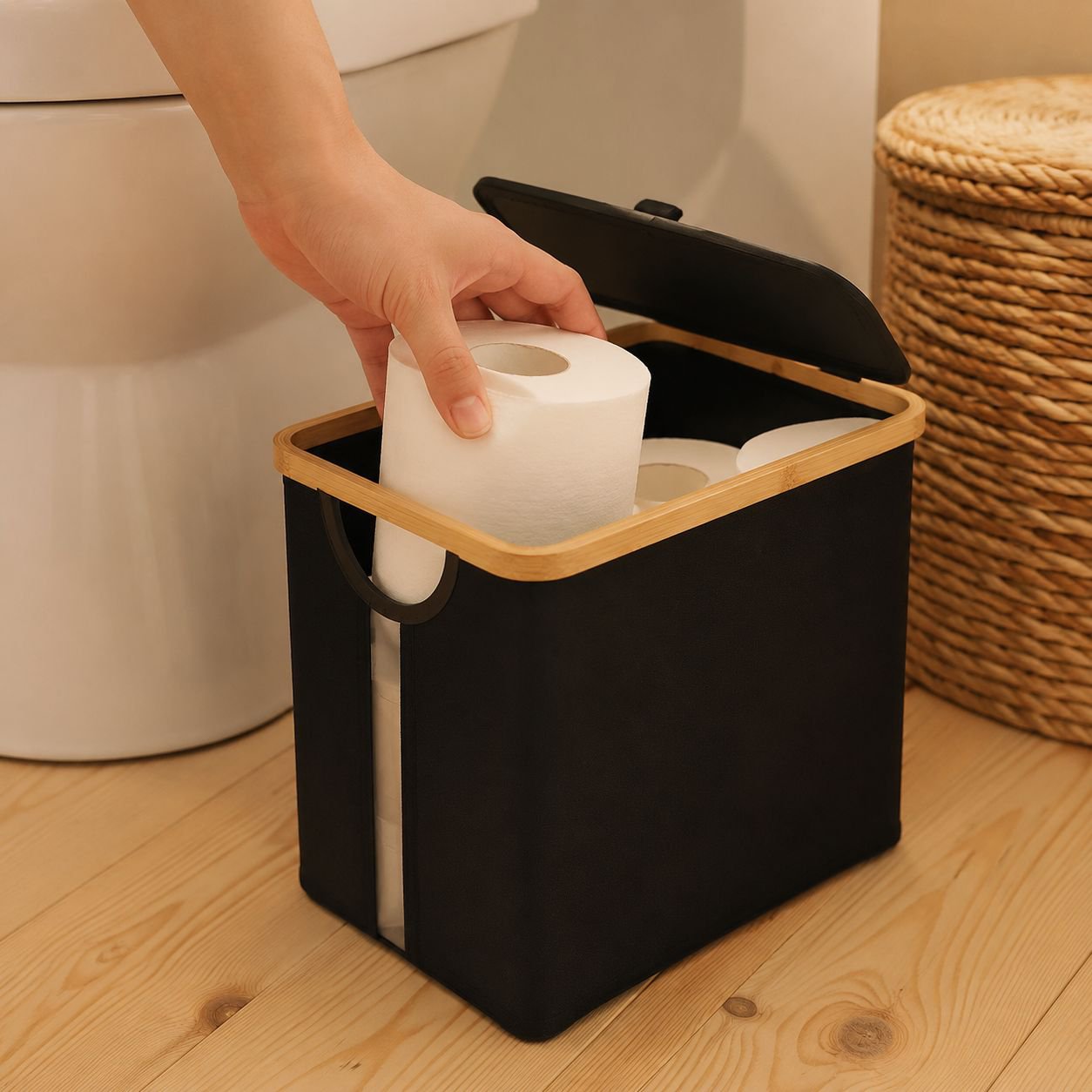 取り出しやすいティッシュ収納バスケット