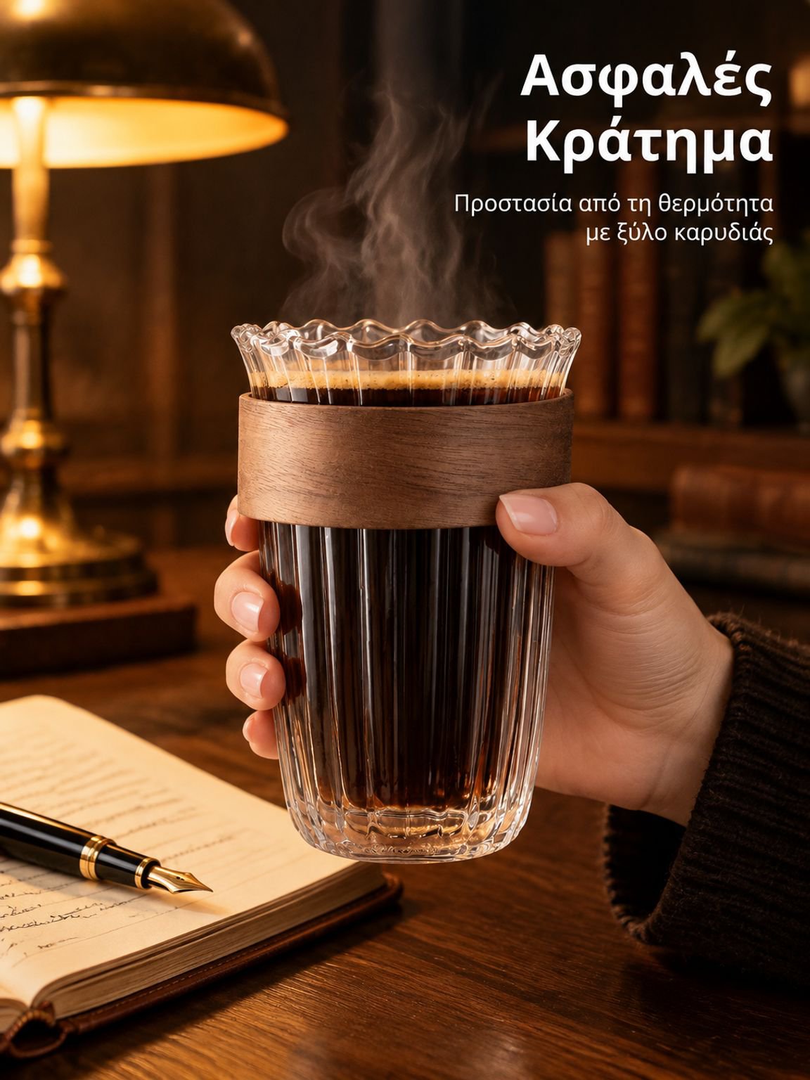Ποτήρι καφέ με ίσιες ρίγες