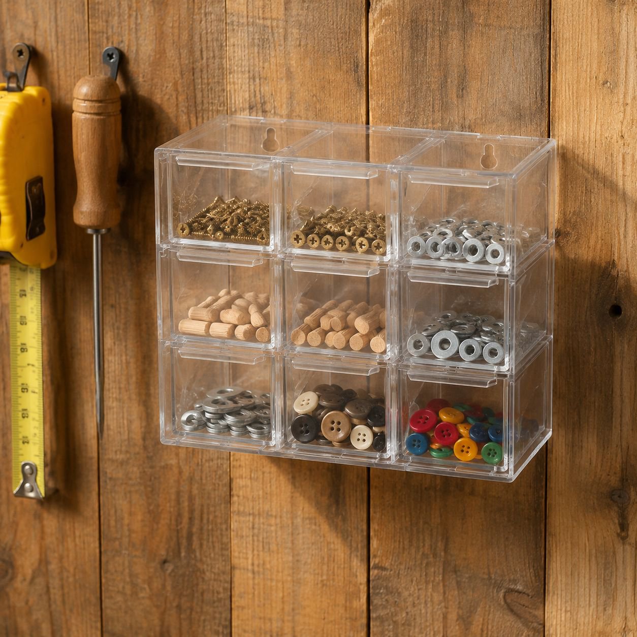 Space-Saving Desktop Organizer with Transparent Drawers