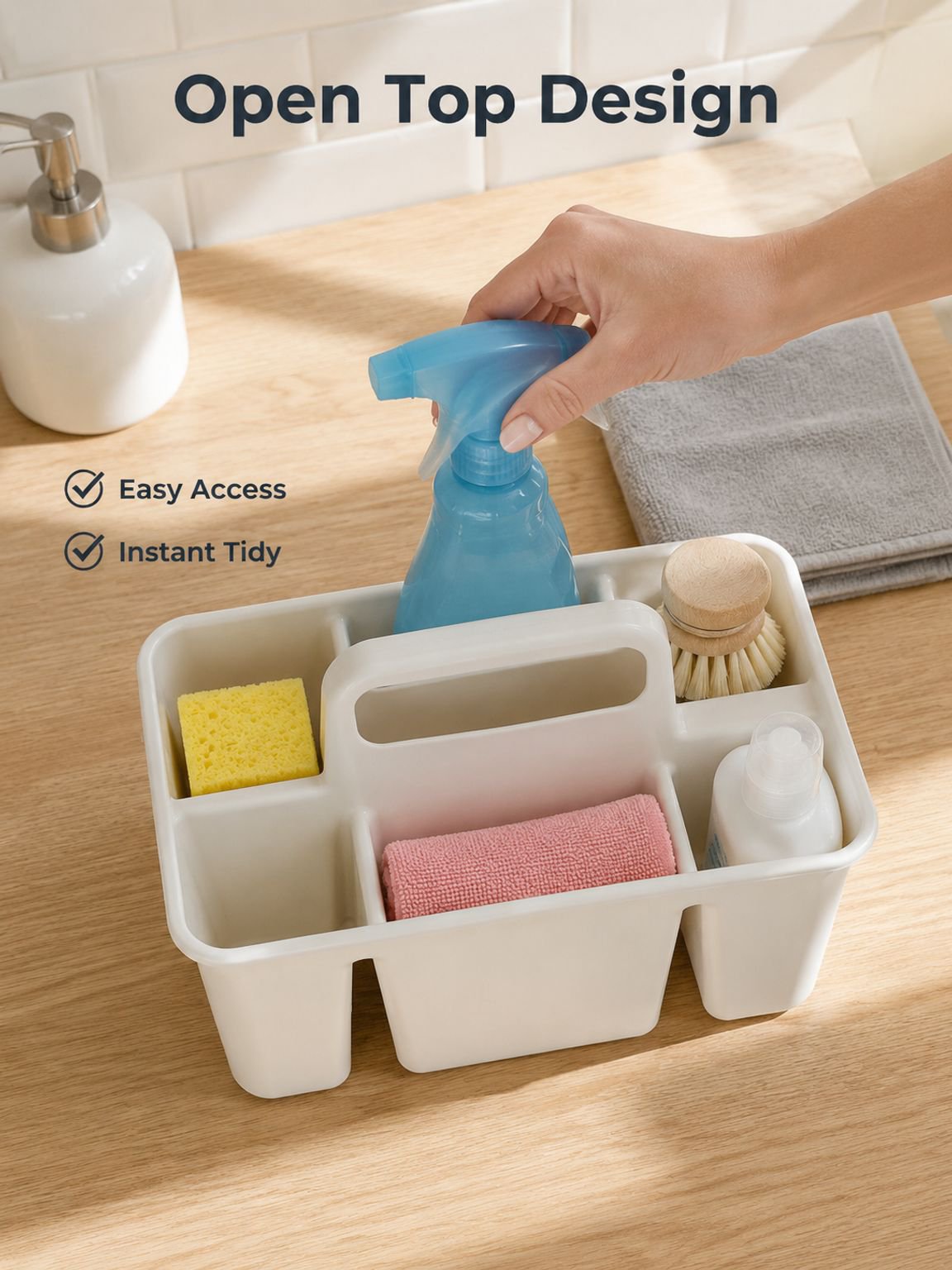Portable cleaning storage basket, household divider, sundrying basket, desktop storage bin, desktop 