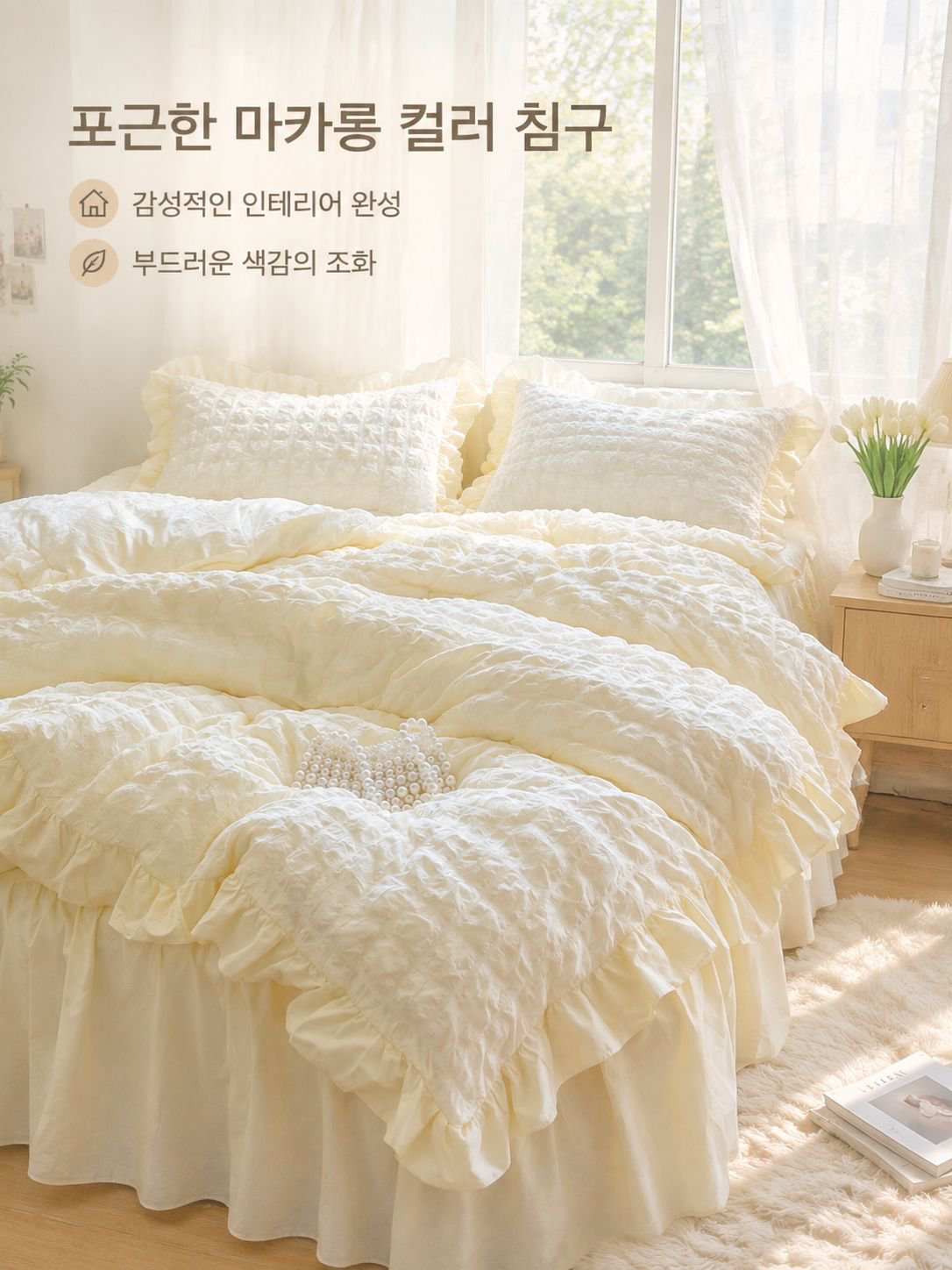 산뜻한 워싱면 버블거즈 침대스커트 4종 세트