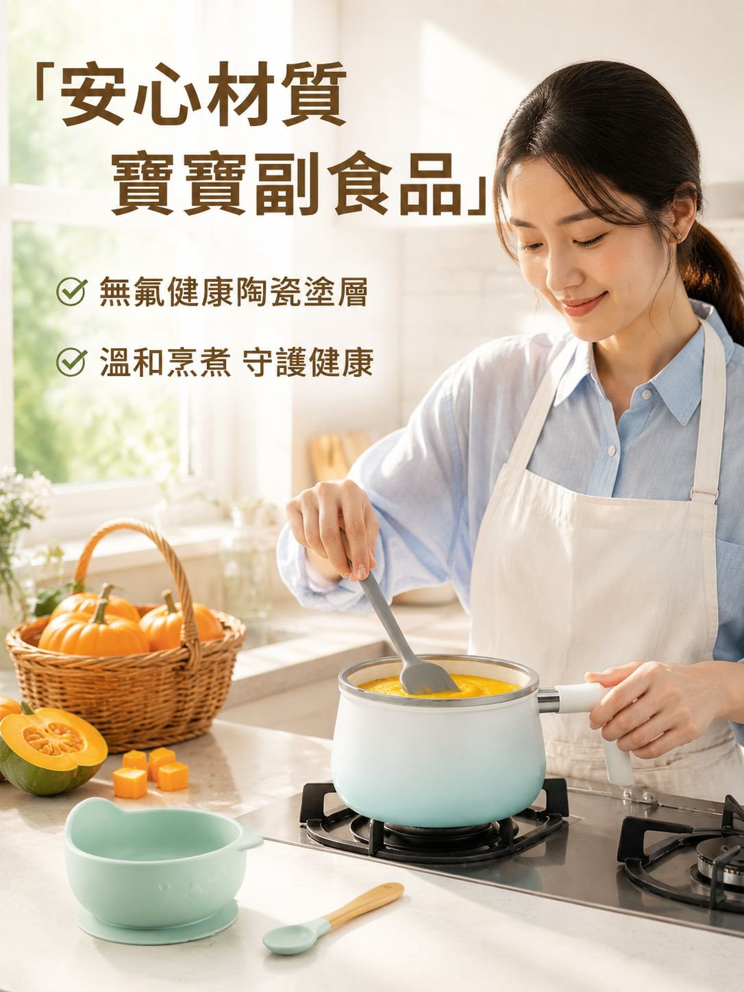 漸變藍無氟陶瓷塗層牛奶鍋