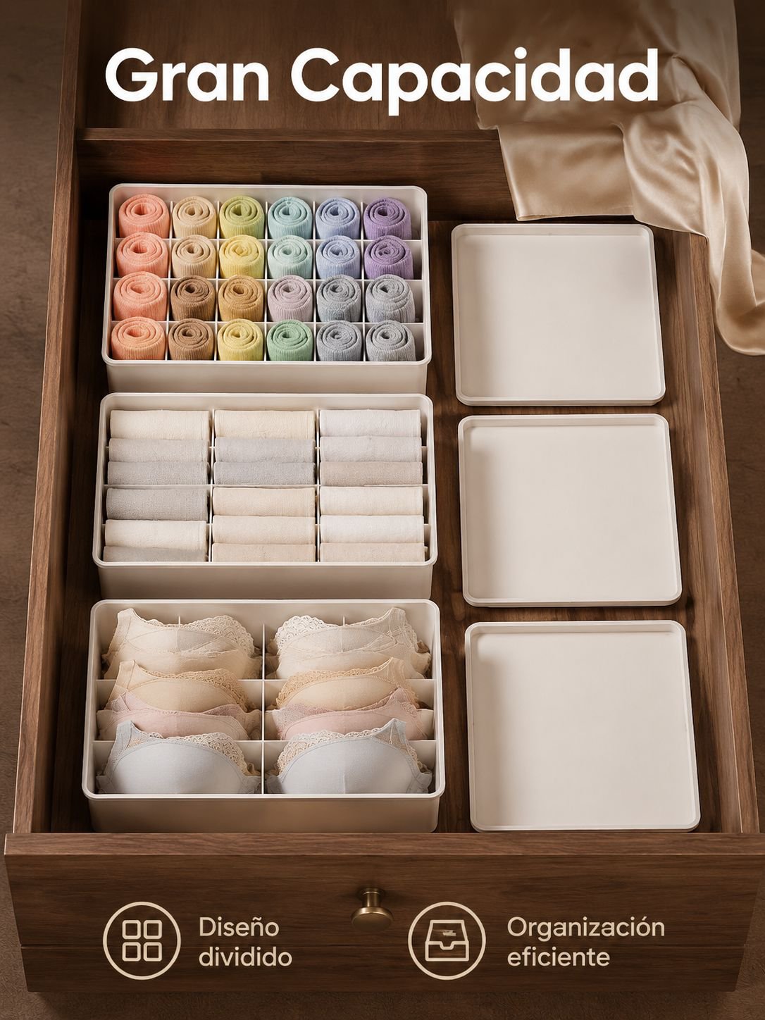 Organizador de ropa interior con divisiones