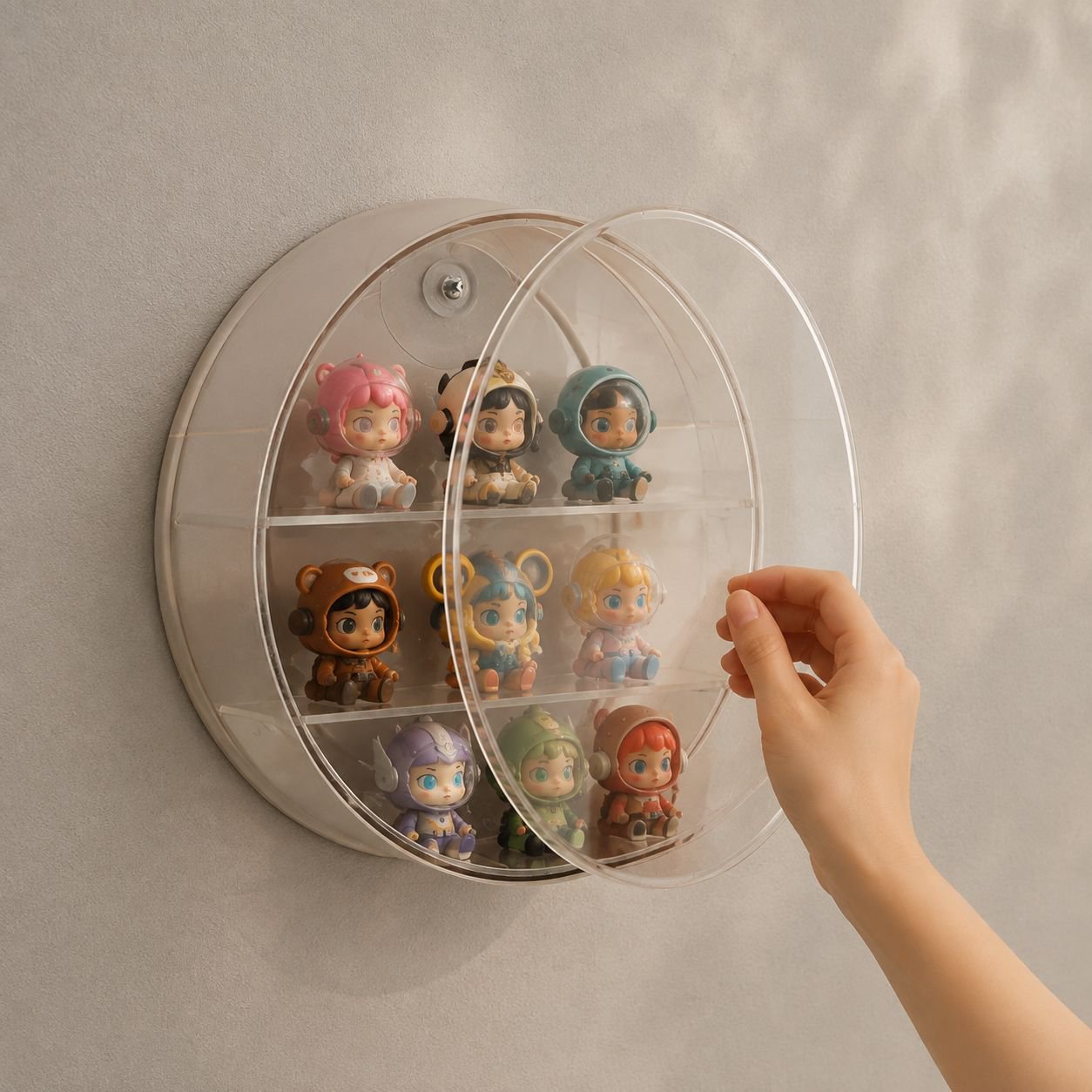 Kreative runde Wandaufbewahrungsbox für Figuren, Wohnzimmer-Deko, Blindbox-Display
