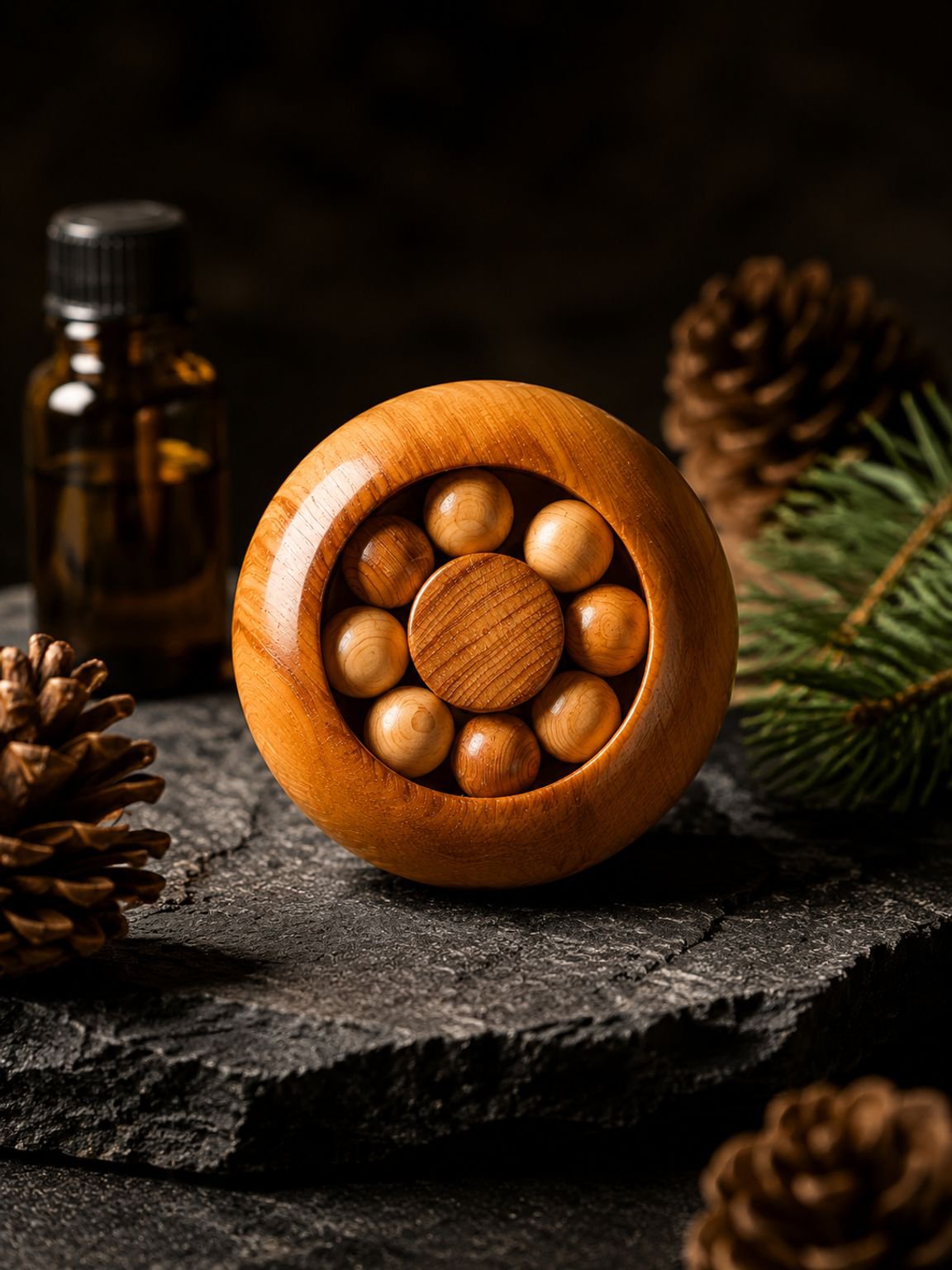 Wooden rotating bead fingertip toy mobile game stress relief toy desktop play fingertip rotation adu