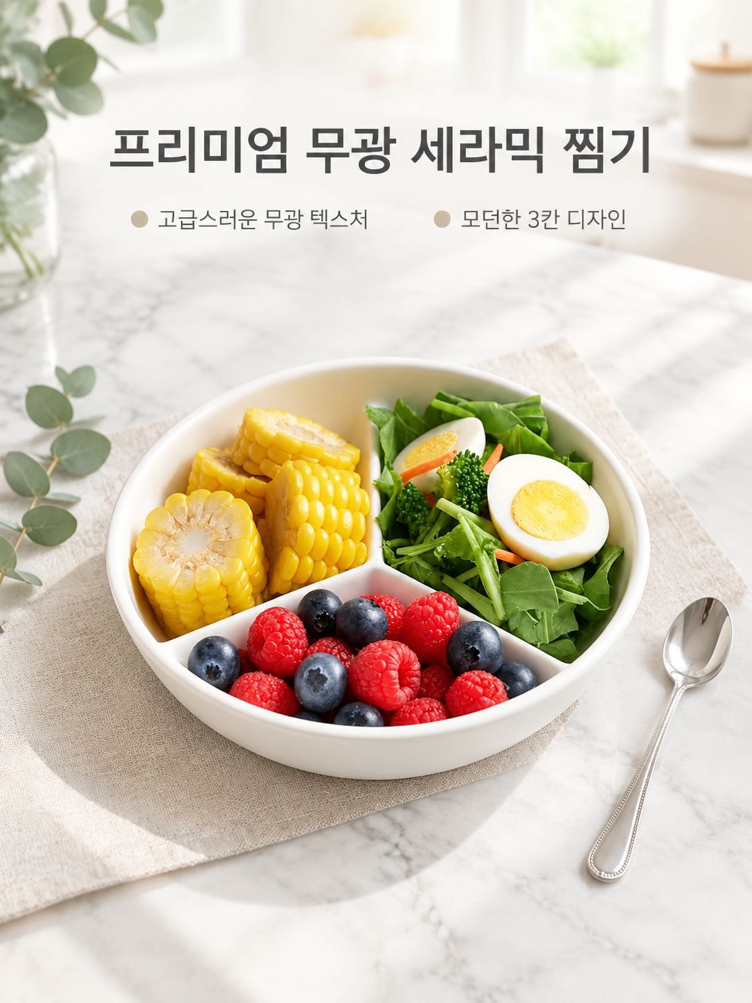 도자기 도자기 3분 칸 찜판 한솥 찜