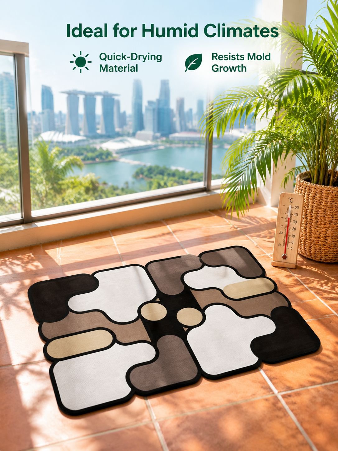 Water absorbing anti slip quick drying bathroom floor mat