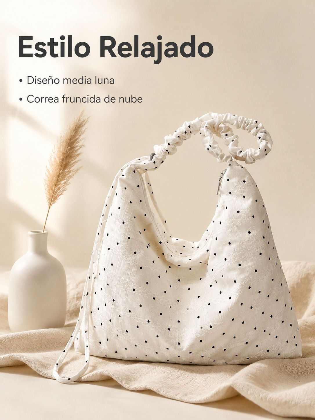 Bolso de lona con lunares de gran capacidad para trabajo y uso diario, estilo coreano
