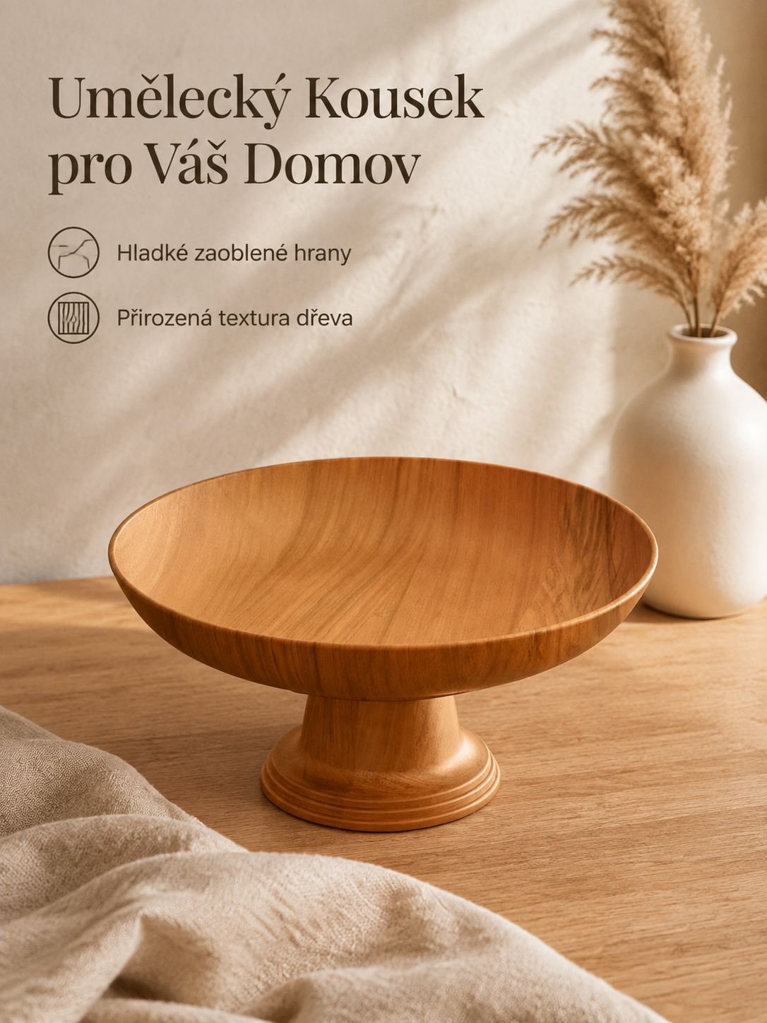 Vyvýšená mísa na ovoce s dřevěným vzorem