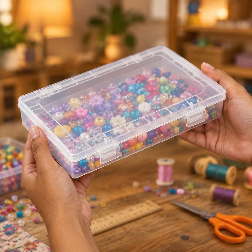 Caja de almacenamiento doméstica de plástico transparente