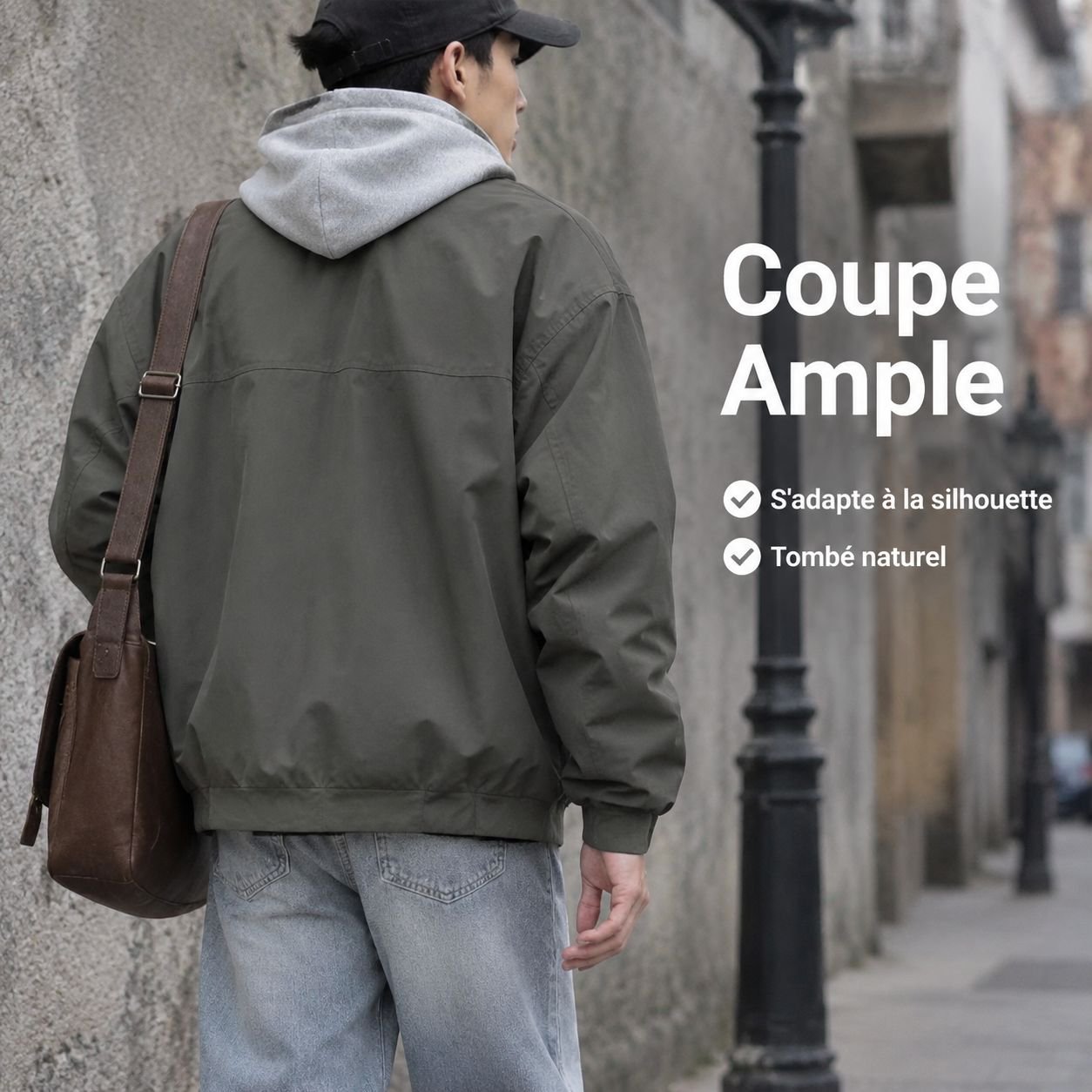 Veste de travail courte décontractée homme coupe ample automne