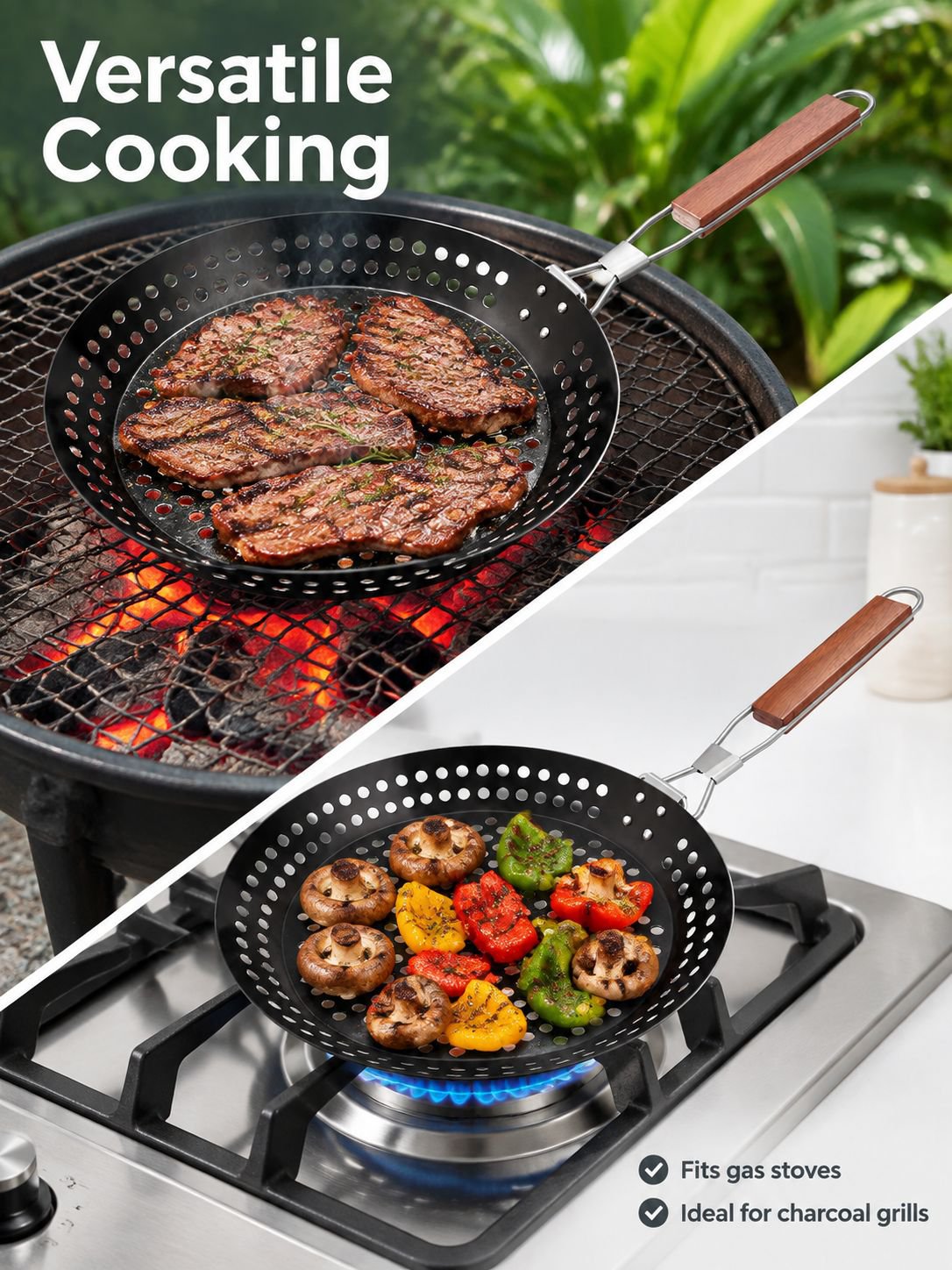 Portable hollow folding handle barbecue plate