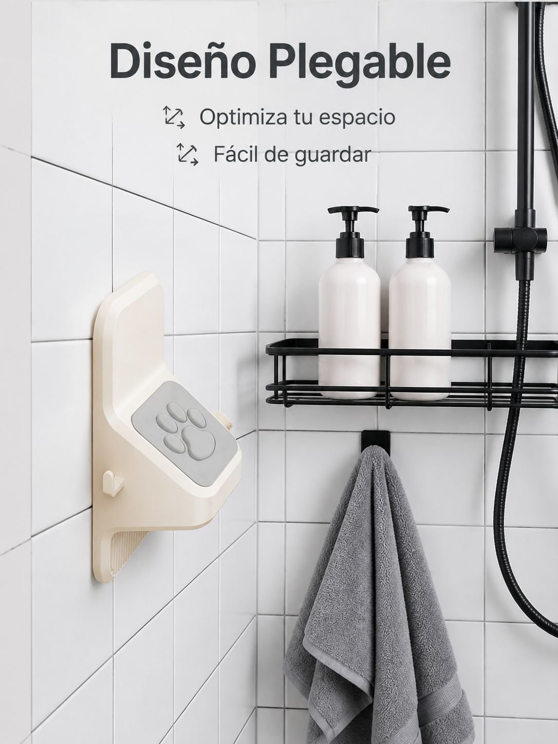 Tablero antideslizante para baño, soporte de pie montado en pared, sin necesidad de taladrar