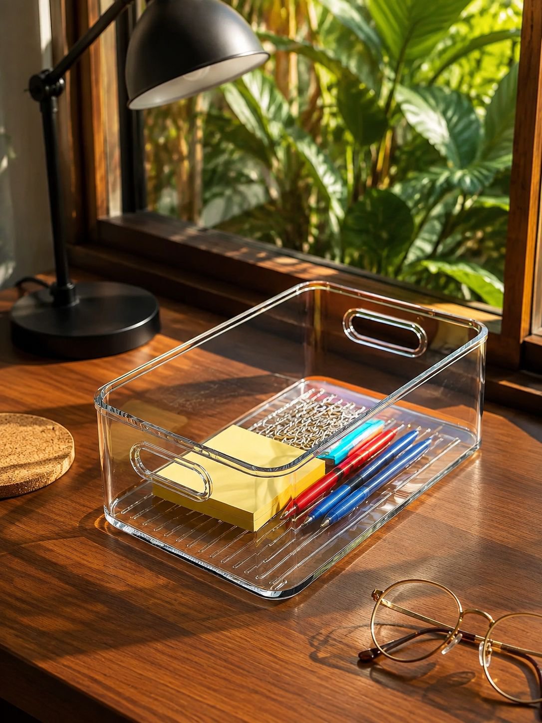 Caja organizadora de acrílico mediana para escritorio