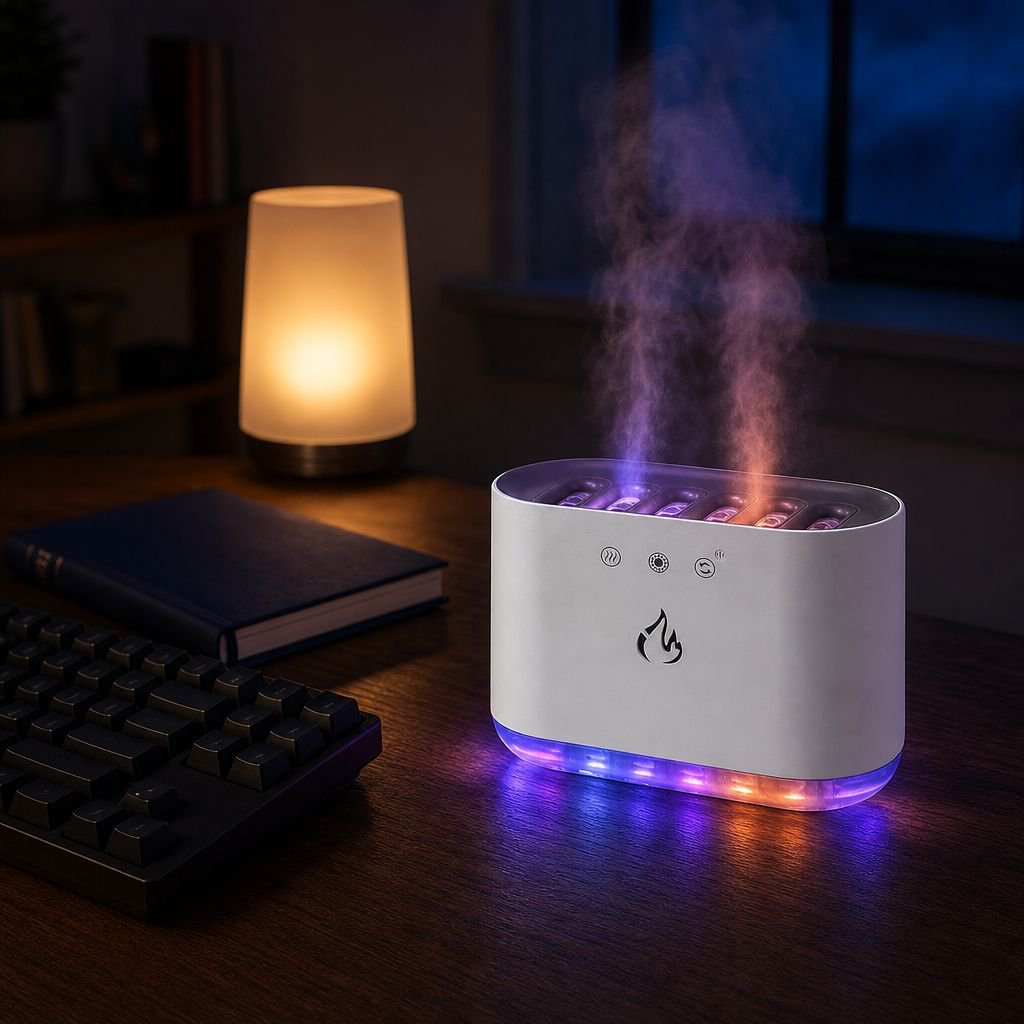 Diffuseur d'arômes multifonctionnel pour bureau avec effets lumineux et sonores