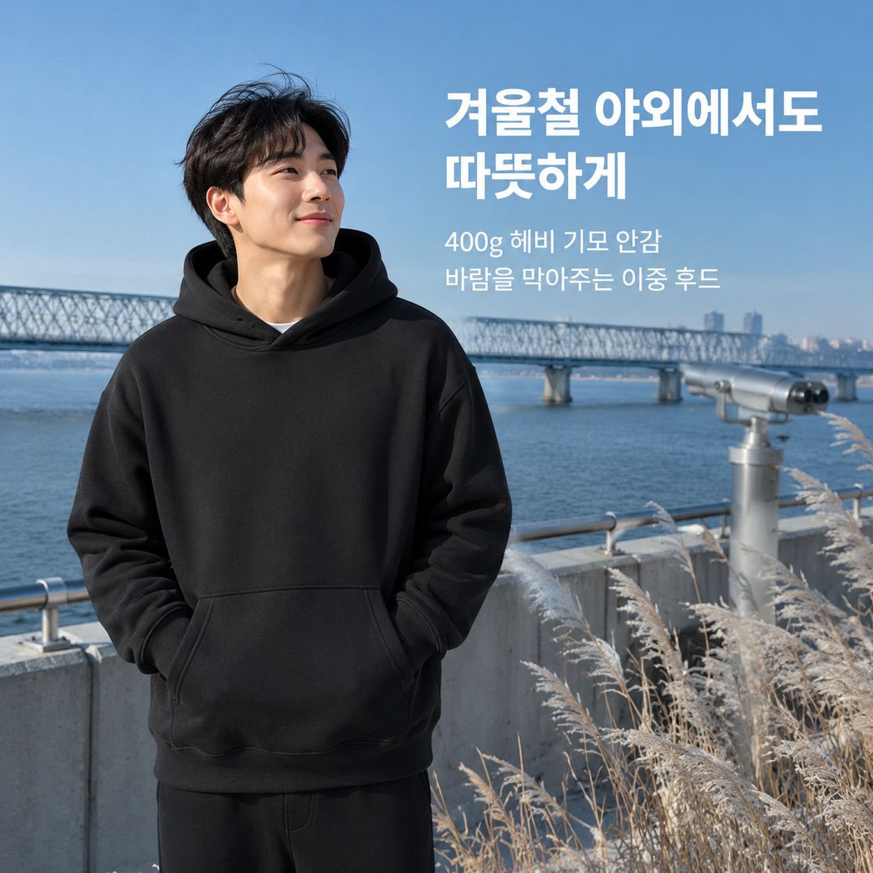 남성용 단색 후드 스웨트셔츠