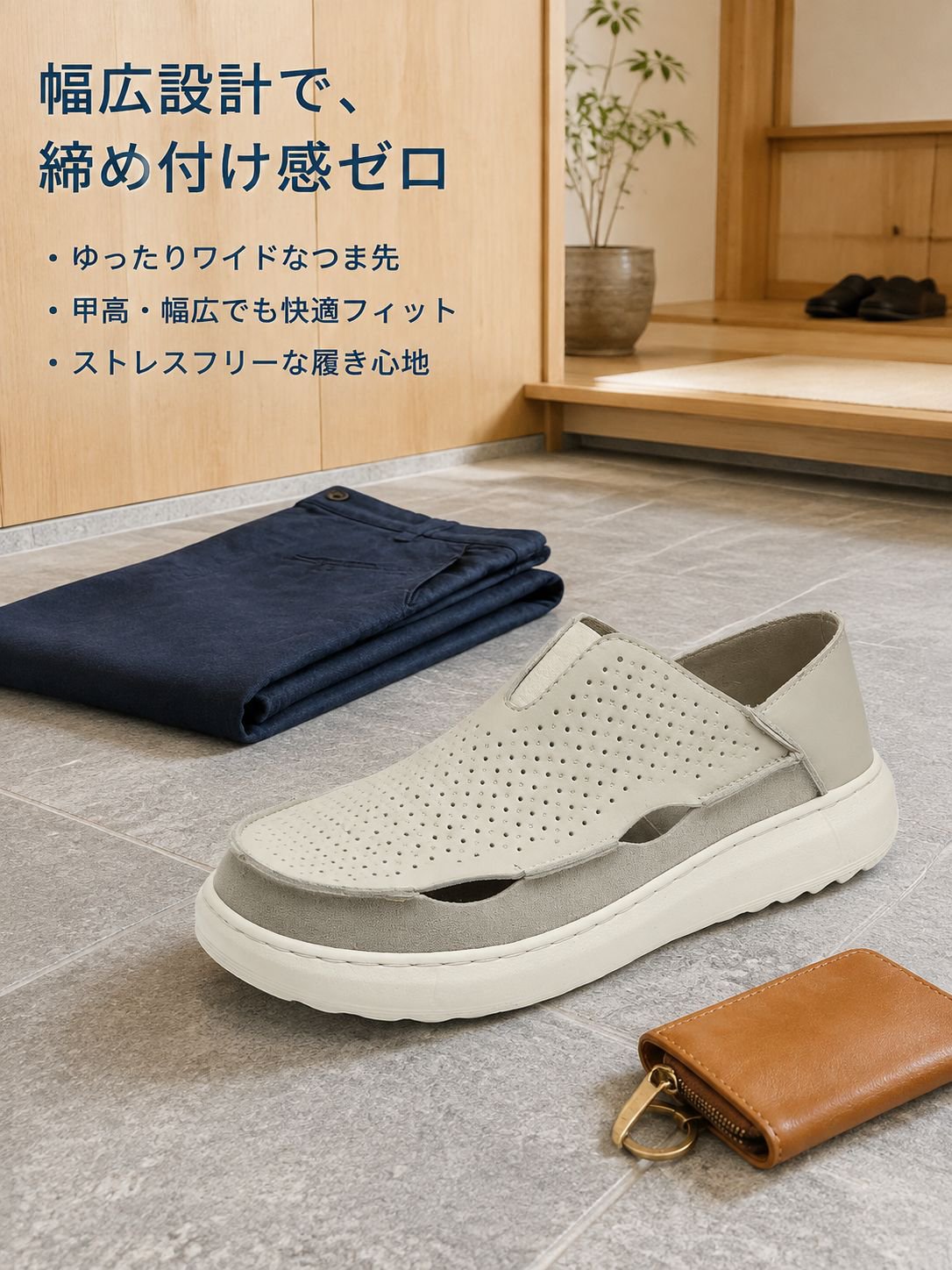 大きいサイズ メンズ 夏用 通気性カジュアルシューズ 軽量ローファー サンダル