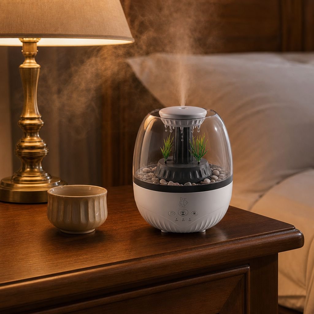 Silent Fish Tank Aroma Diffuser with Seven-Color Light, Home Timed Humidifier
