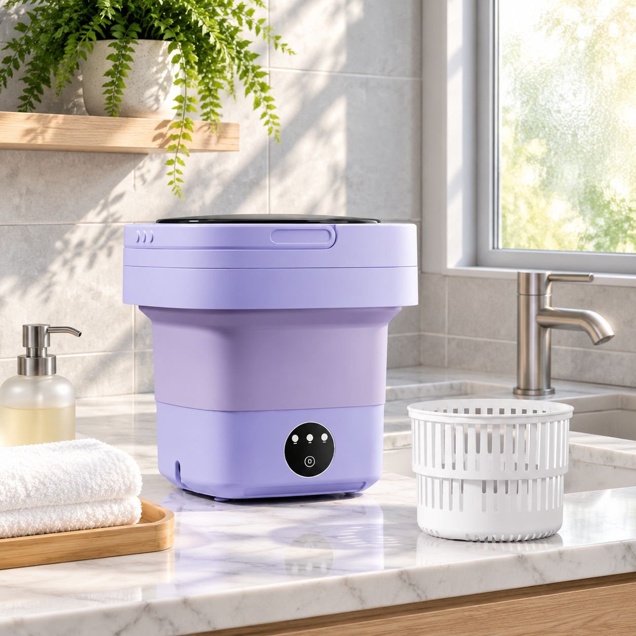 8L Mini Portable Folding Washing Machine with Integrated Wash and Dry