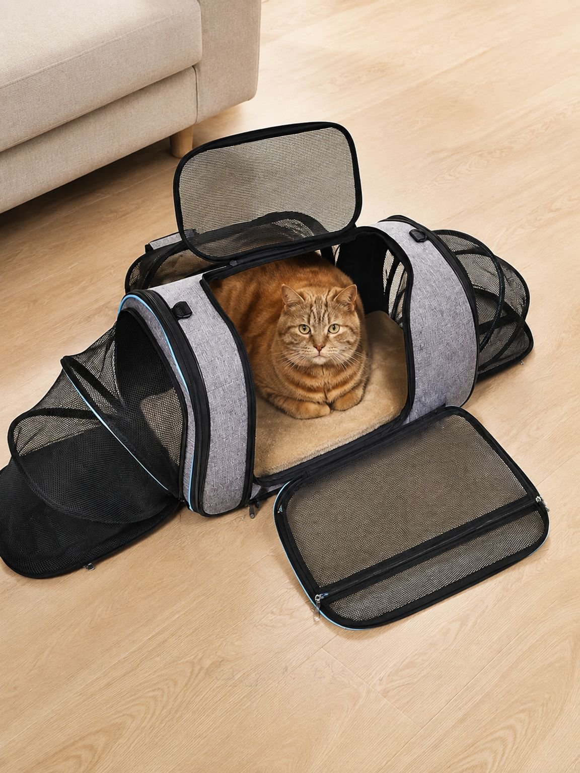 Lit extensible pour chat transformable en sac de transport confortable