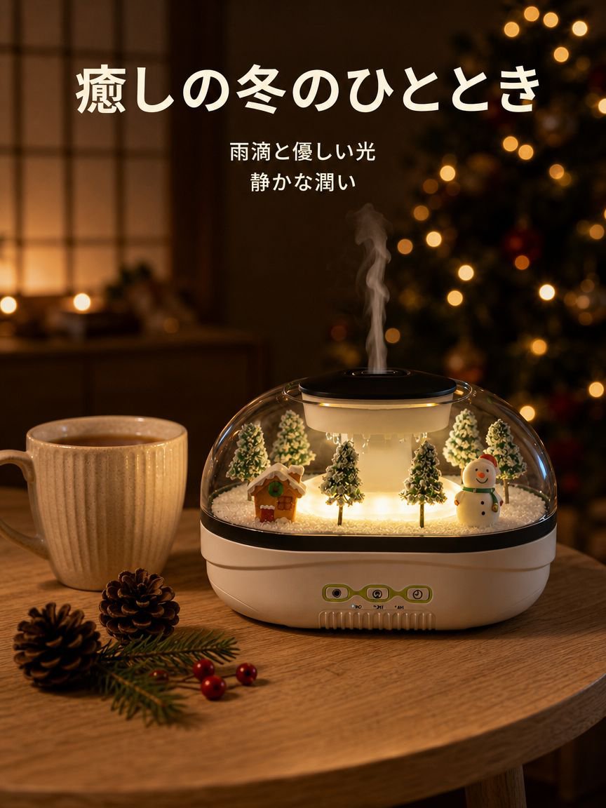 USB超音波静音アロマ加湿器 ミニチュアレインドロップ雰囲気ライト 家庭用寝室用精油ディフューザー