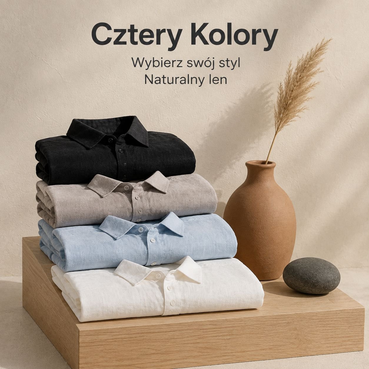 Letnia męska koszula z lnu, chłodząca i przewiewna, luźny fason z krótkim rękawem