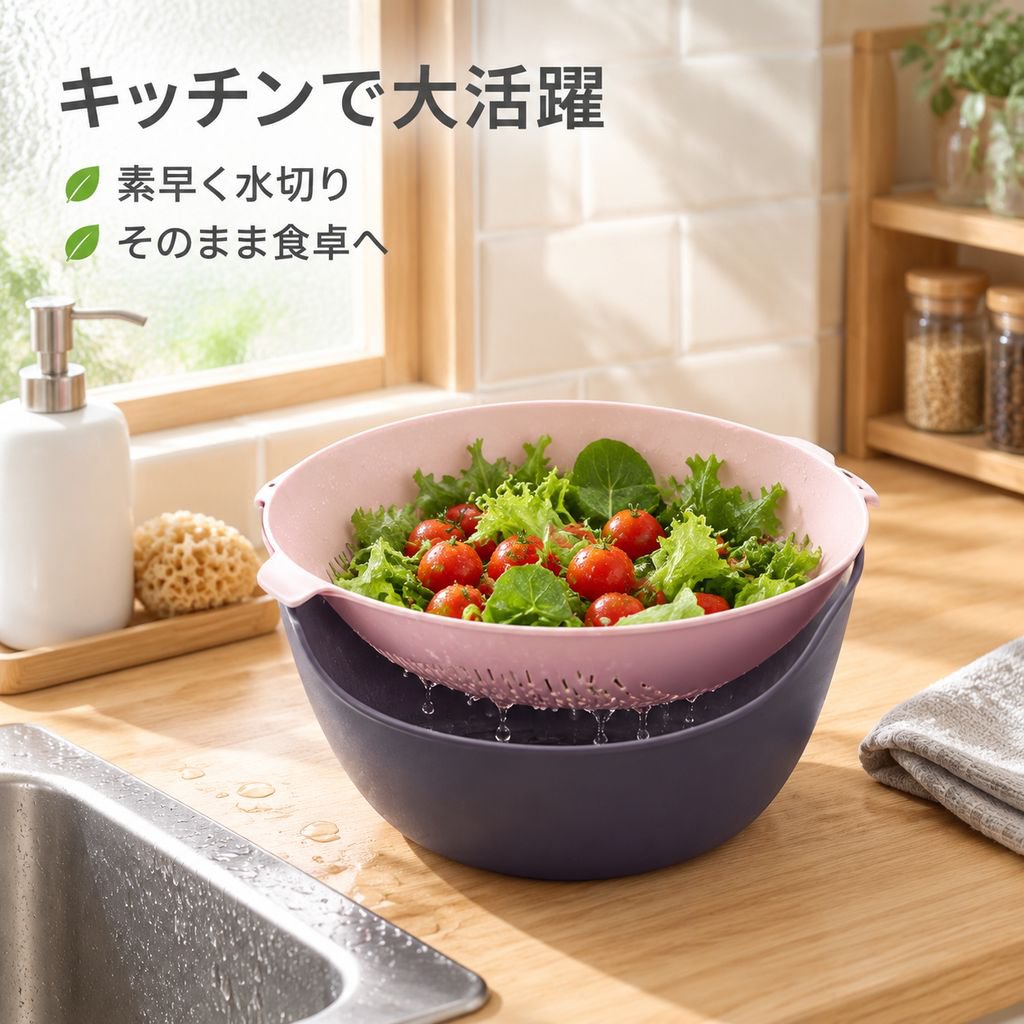 二重構造のプラスチック水切りバスケット