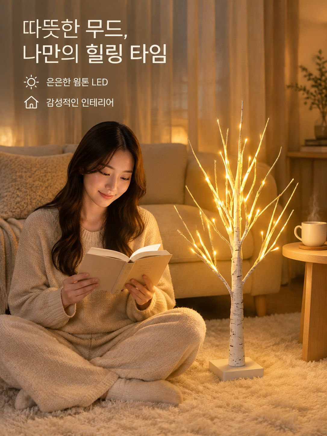 원격 조종 가능한 자작나무 장식 조명