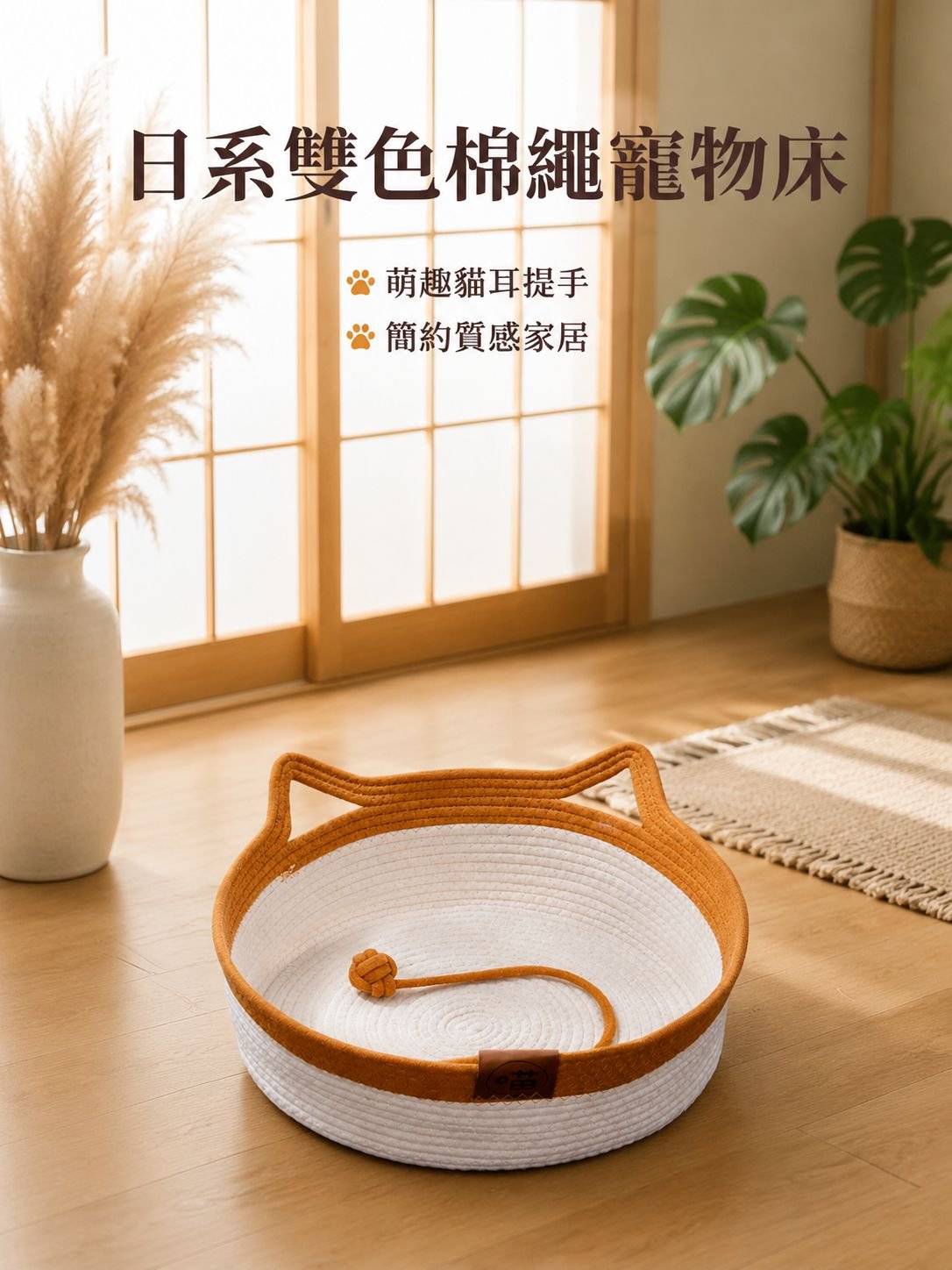 藤草半封閉式寵物床