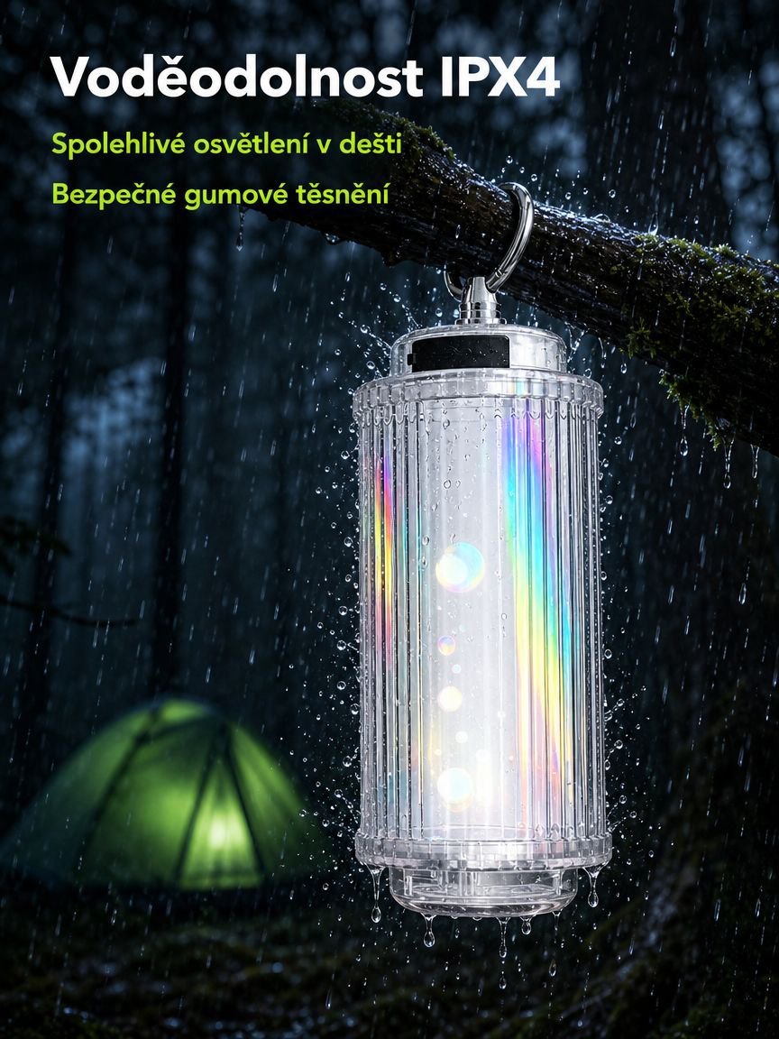 Stylová atmosférická lampa vhodná pro kempování