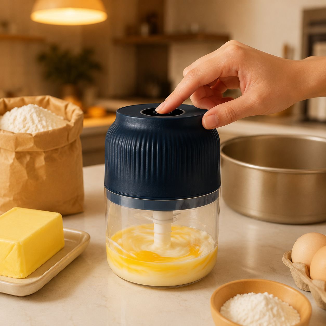 Household Wireless Mini Electric Meat Grinder and Garlic Crusher